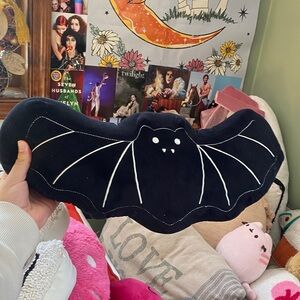 Black Bat-Shaped Decorative Pillow